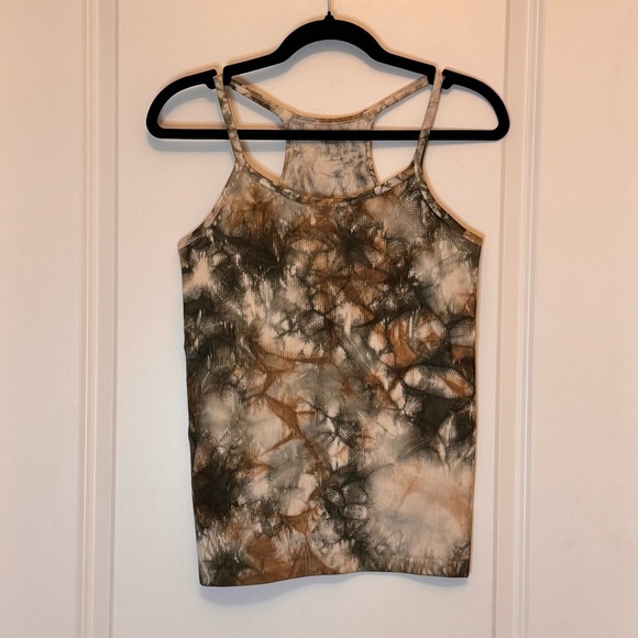 Mono B Tops - Mono B Brown watercolor effect Fitted Sleeveless Tank Top